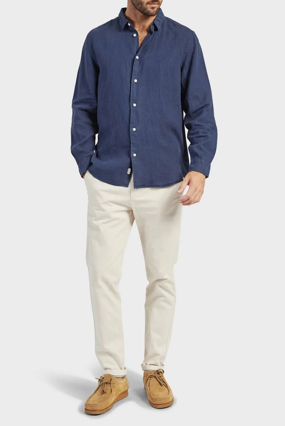 Plain Navy Linen Shirt