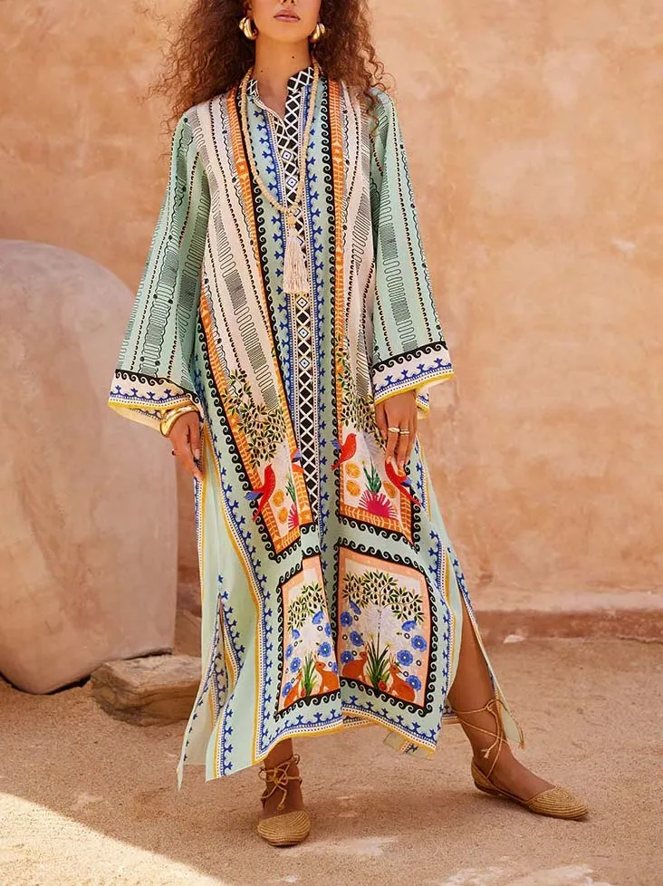 Floral Print Kaftan Kaftan Maxi Dress
