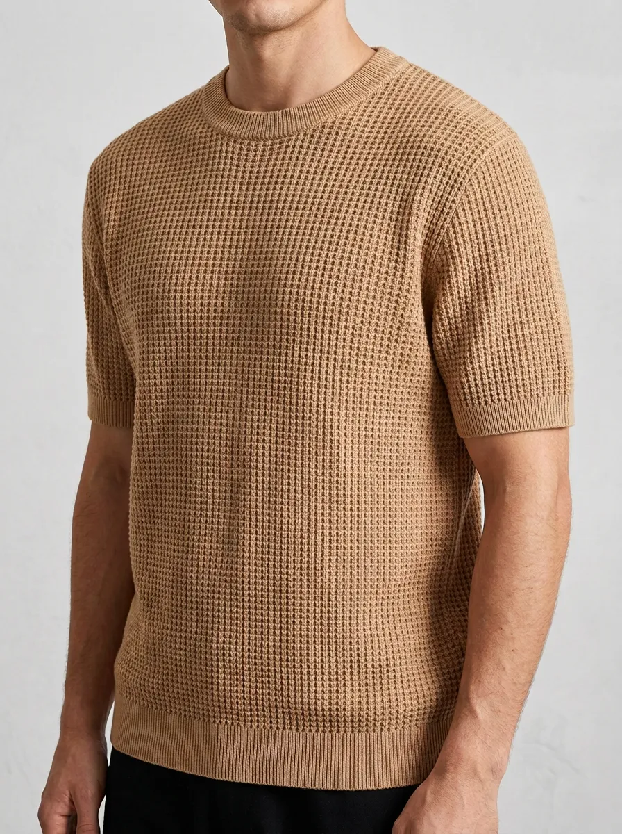 Men's Relaxed Layered Waffle Knit T-Shirt