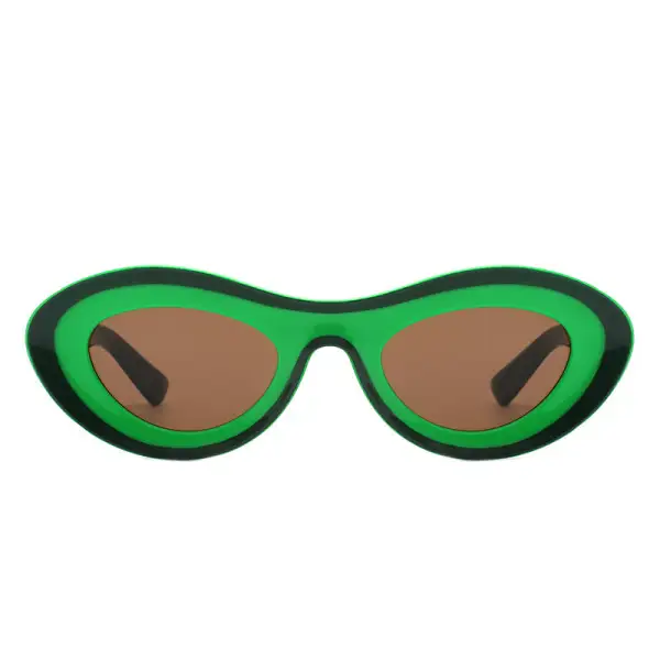 Slim Cat Eye Oval Frame Sunglasses