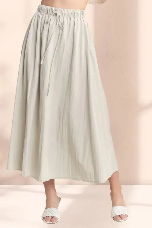 Loose Drawstring Crinkle Skirt