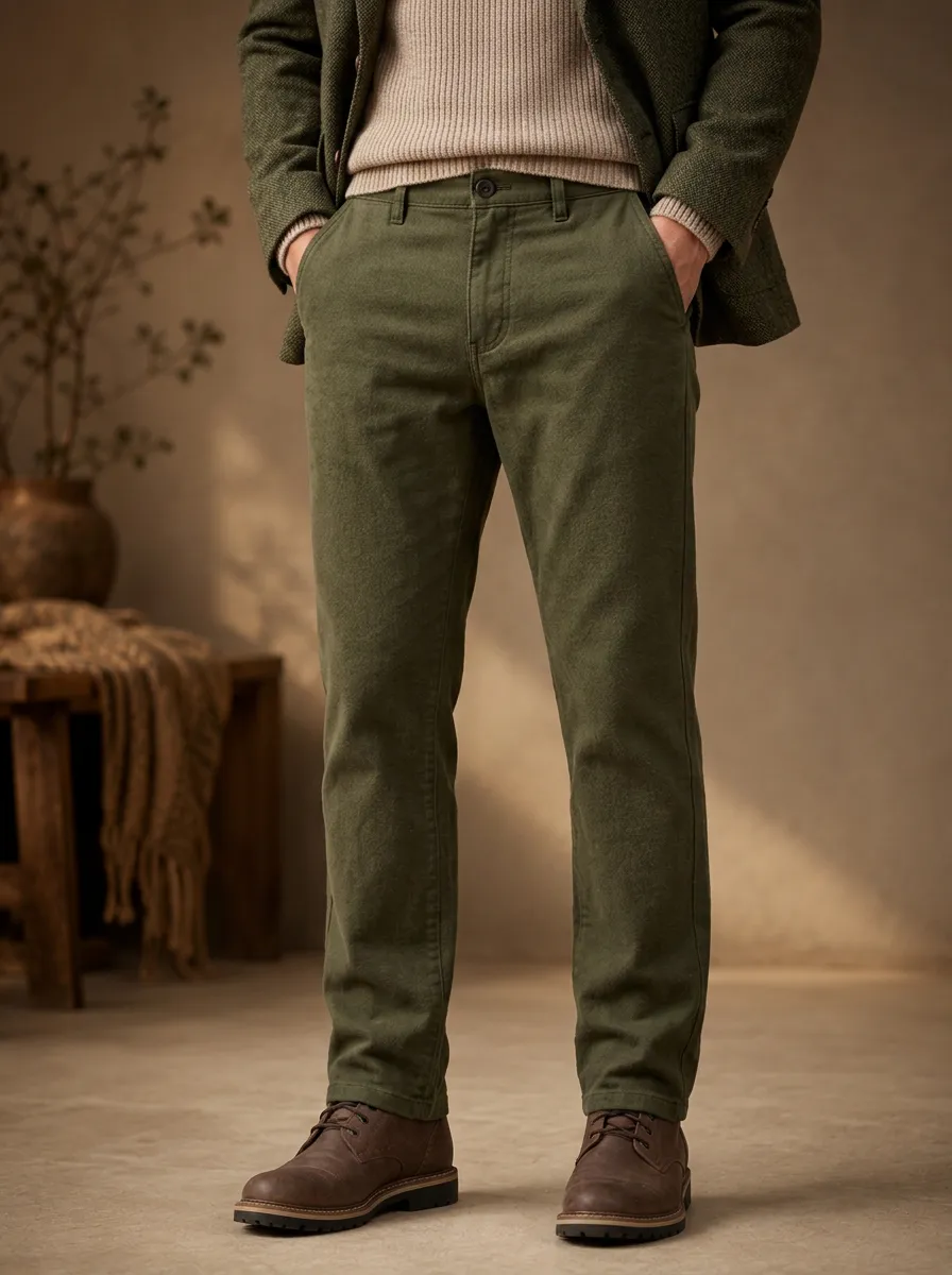 Men's Polished Warm Chino Button-Fly Pants