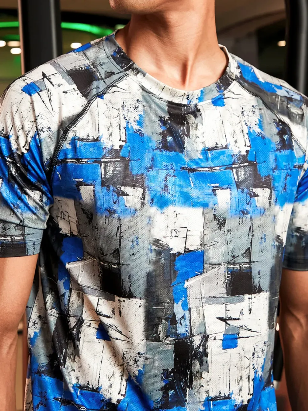 Crew Neck Abstract Activewear T-Shirt