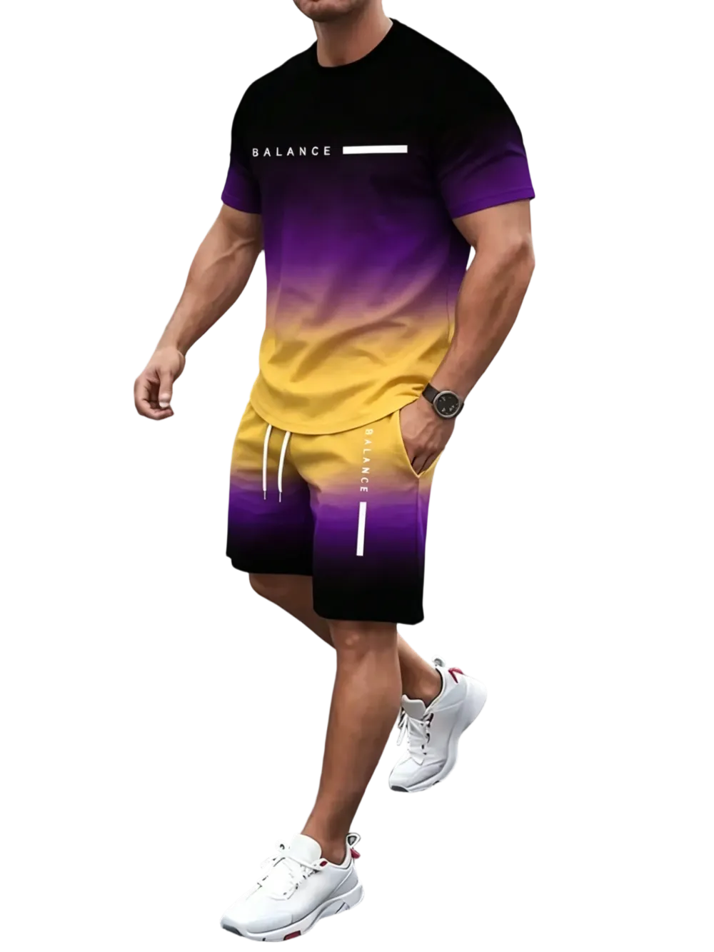 🔥 Men's Gradient Fitness Sets | Lightweight & Breathable Fabric, All-Day Comfort for Workouts
