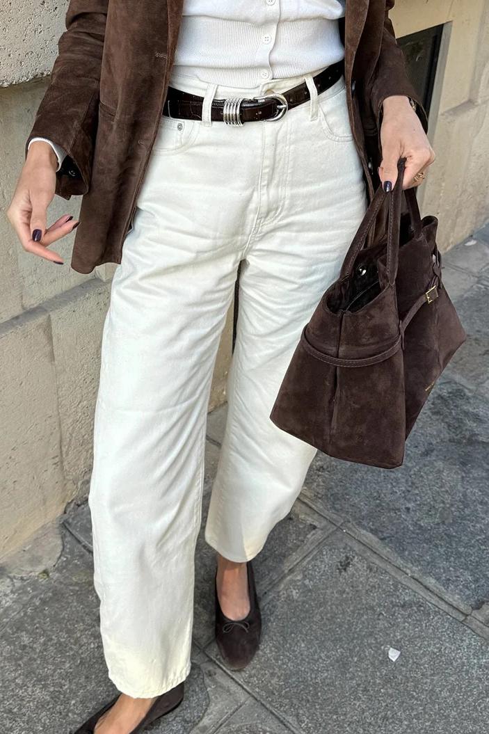 CREAM TWISTED SEAM JEAN