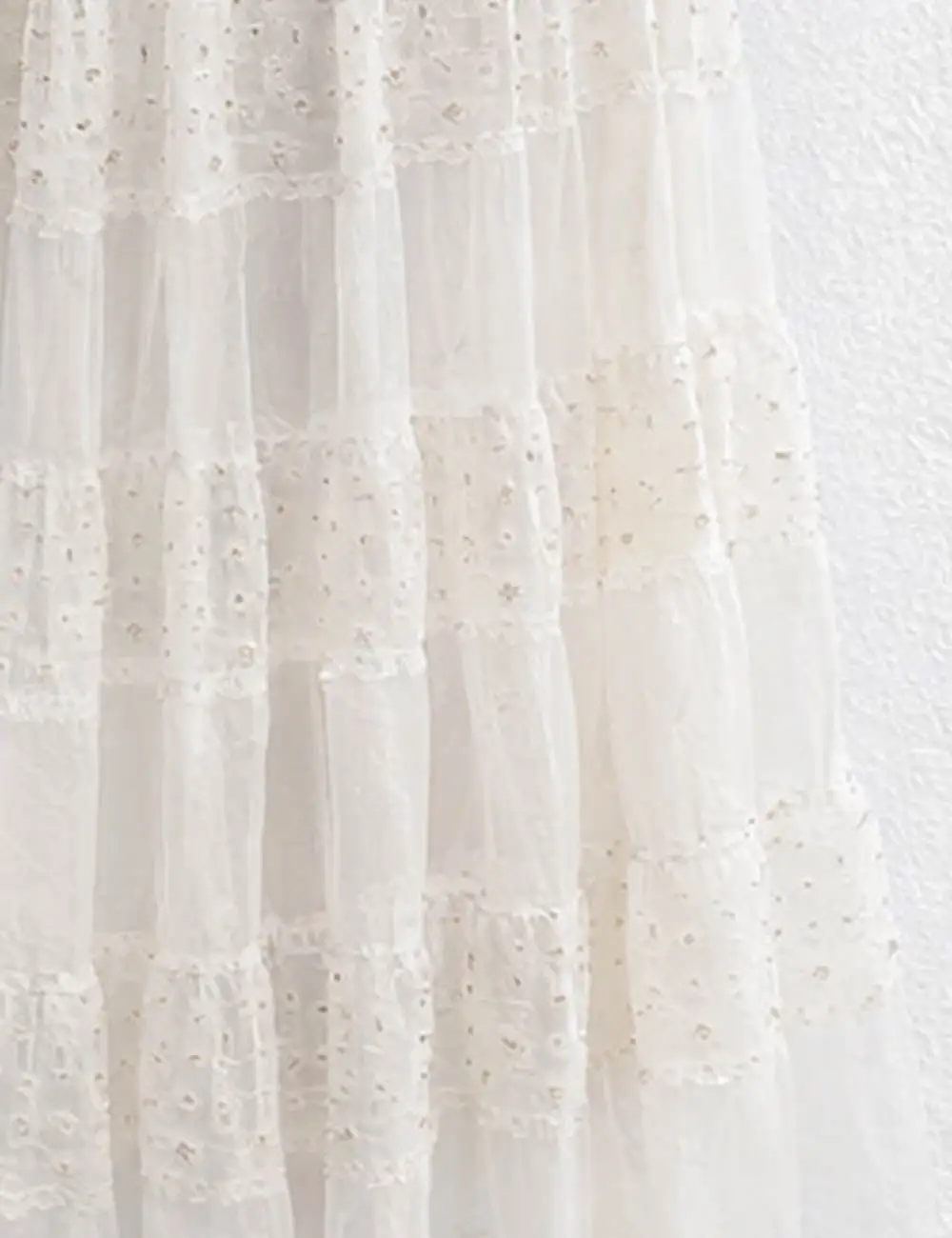 Elastic Waist Sequin Tiered Hem Mesh Maxi Skirt