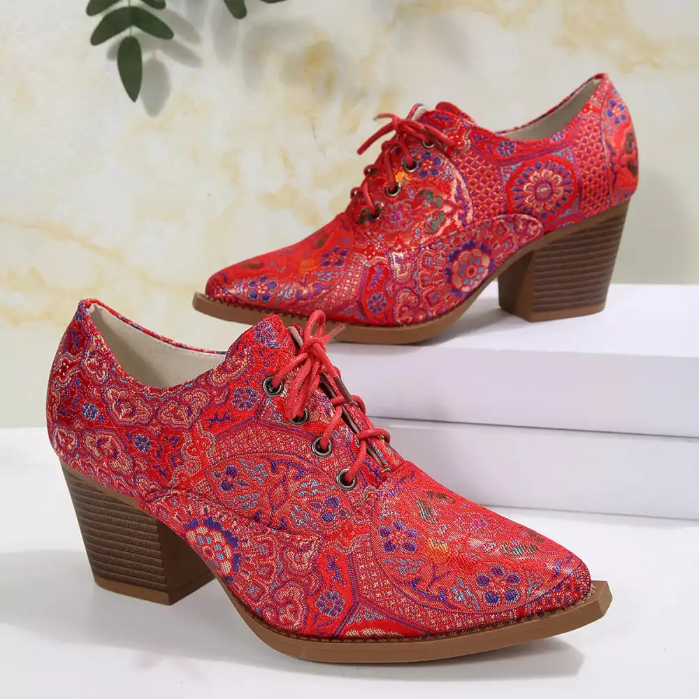 Refined Point Toe Block Heels Ankle Boots