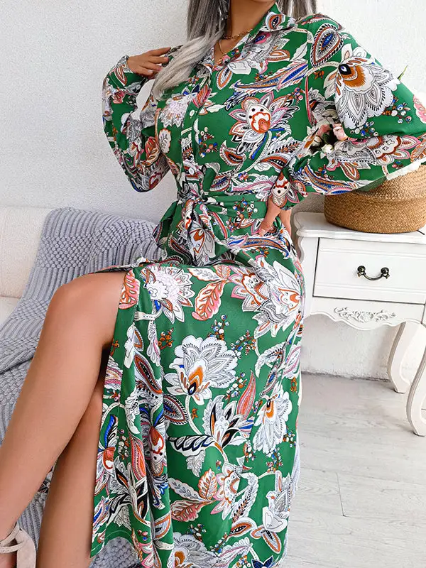 Flower Buttoned Long Maxi Dress