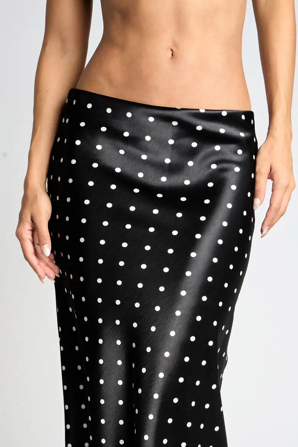 Satin Polka Dot Bias Skirt