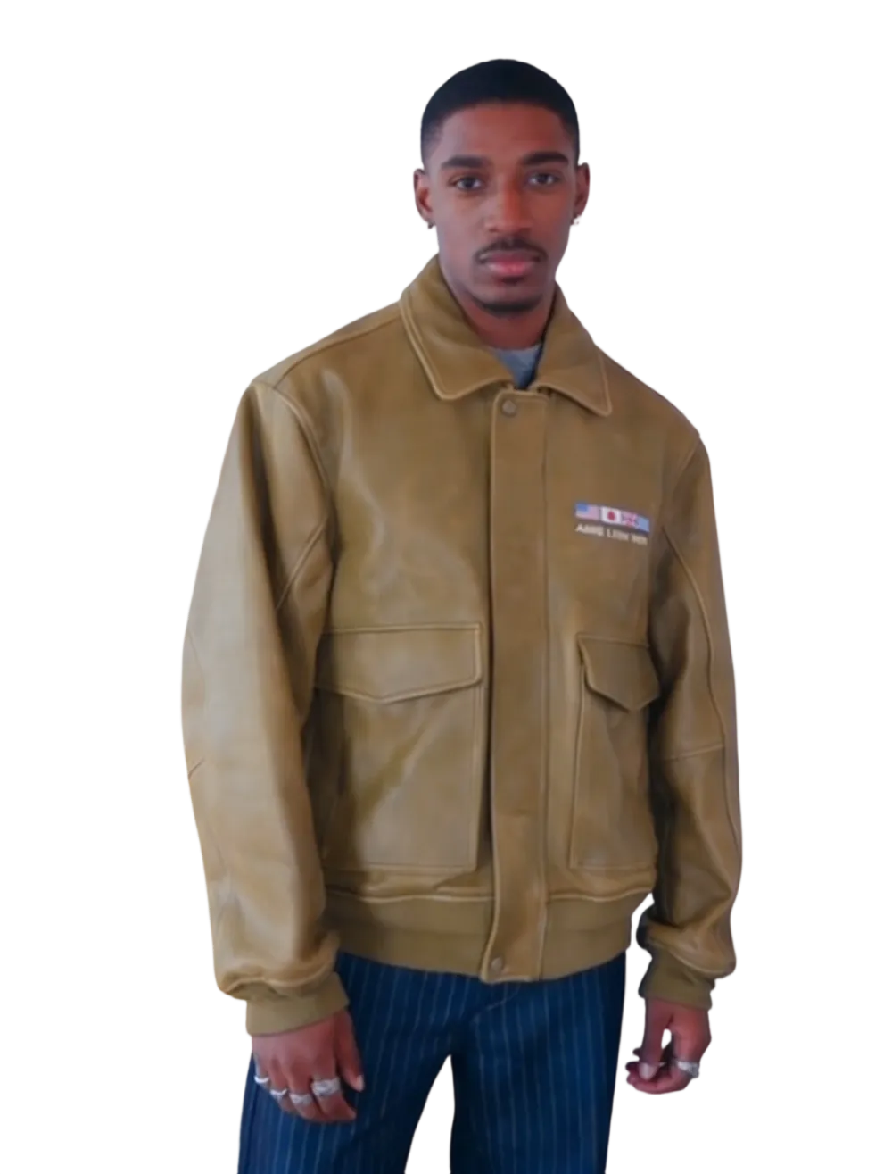 Men's solid color sporty windproof leather jacket
