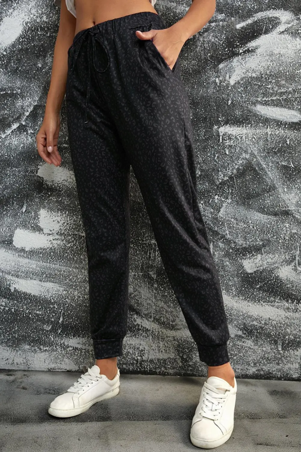 Pocketed Leopard-Print Jogger Pants