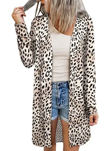 Womens2022FashionCasualOpenFrontPrintedCardigansSweatersThinCoatsJacketsOuterwear
