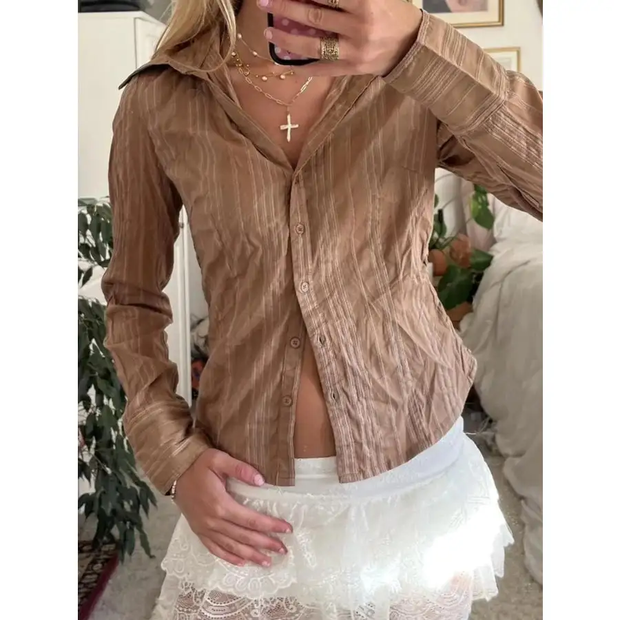 Printed Button Down Long Sleeve Shirt
