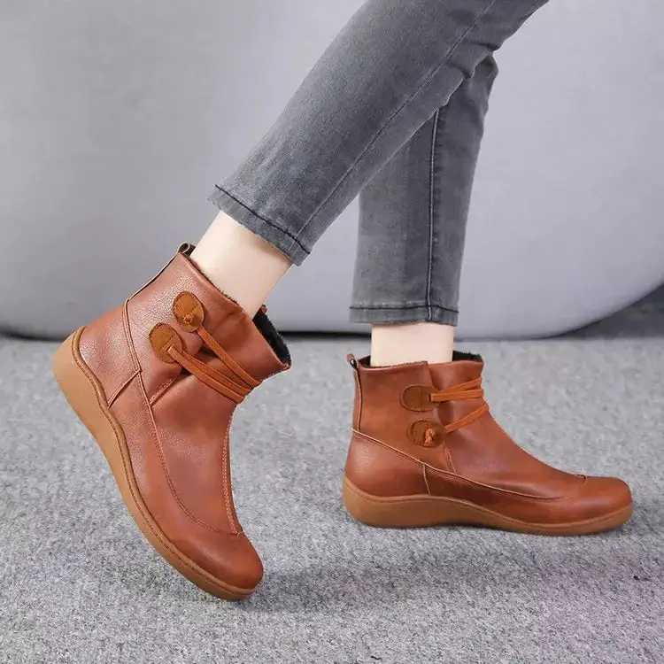 Button Detail Ankle Boots