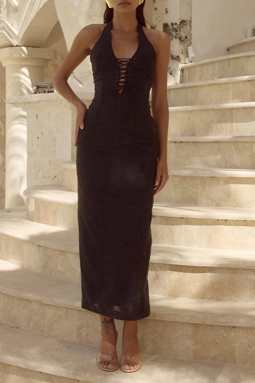 Lace Up Split Dress