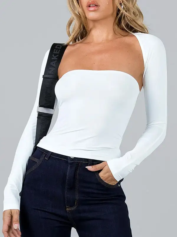 Long Sleeve Slim Fit Collarless T-Shirt