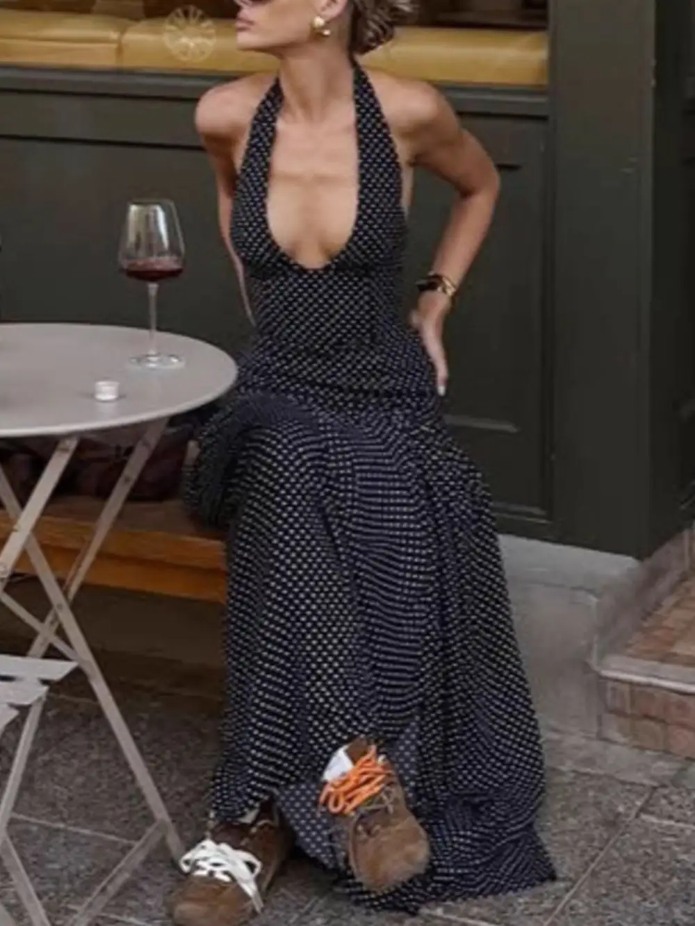 Clean Line Polka Dot Maxi Dress