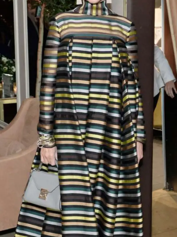 Loose Pleated Long Neck Maxi Dress