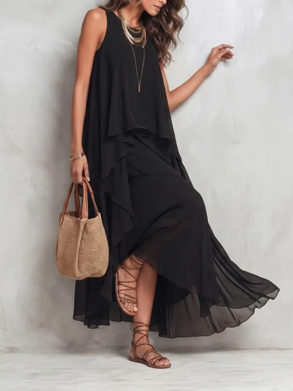Loose Layered Neck Maxi Dress