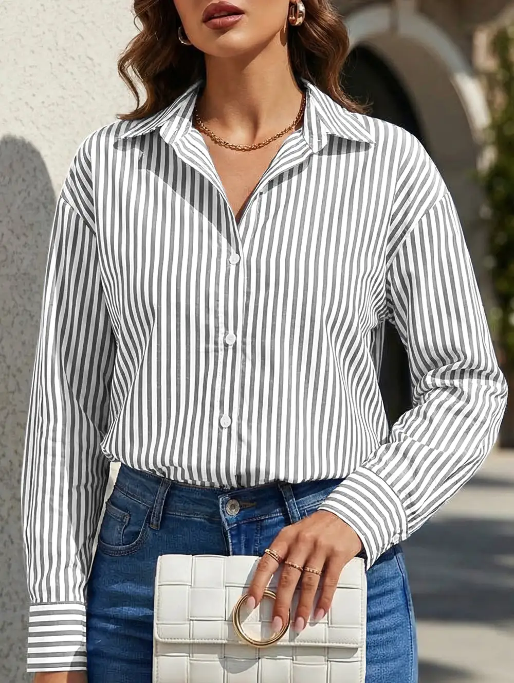 Striped Shirt with Pockets Blouse