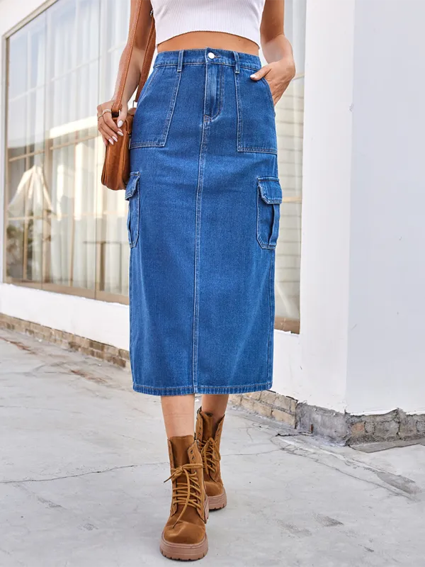 Denim Pocket Detail Skirt