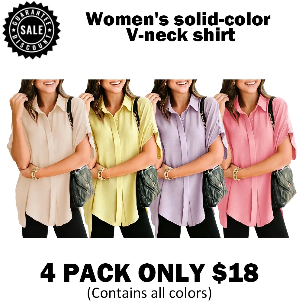🔥Hot Sale💥Women's solid-color V-neck shirt🔥16 Colors Available