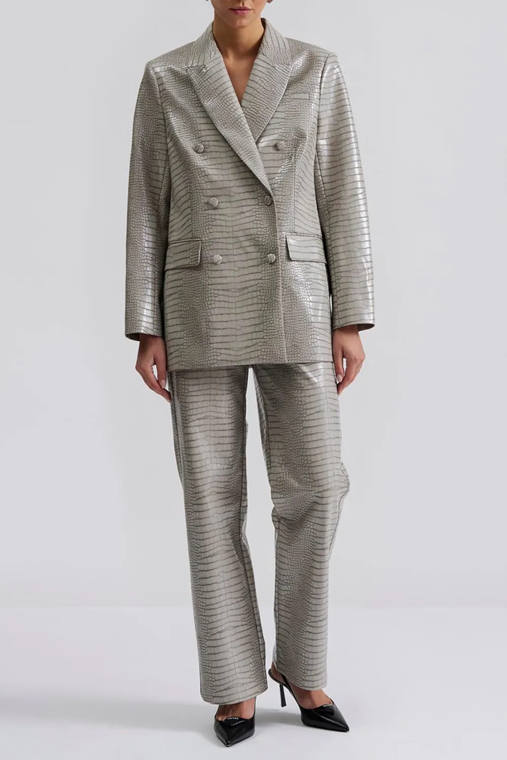 Straight Leg Faux Leather Trousers