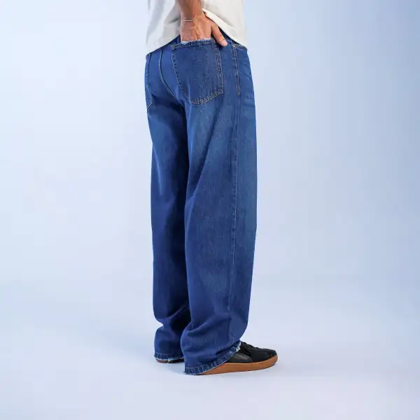 Men's Frayed Relaxed Stretch Denim Jeans