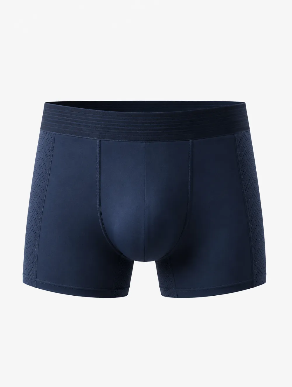 Men's Athletic Performance Navy Blue Mesh Printed Boxer Briefs