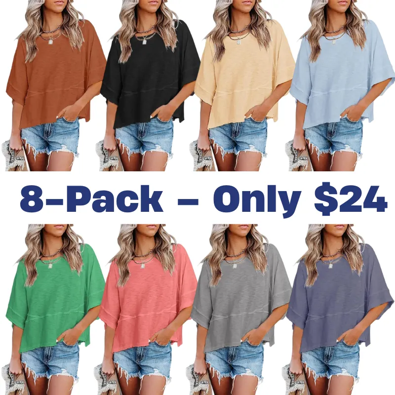 🌸Women's Crewneck Batwing Half Sleeve Top