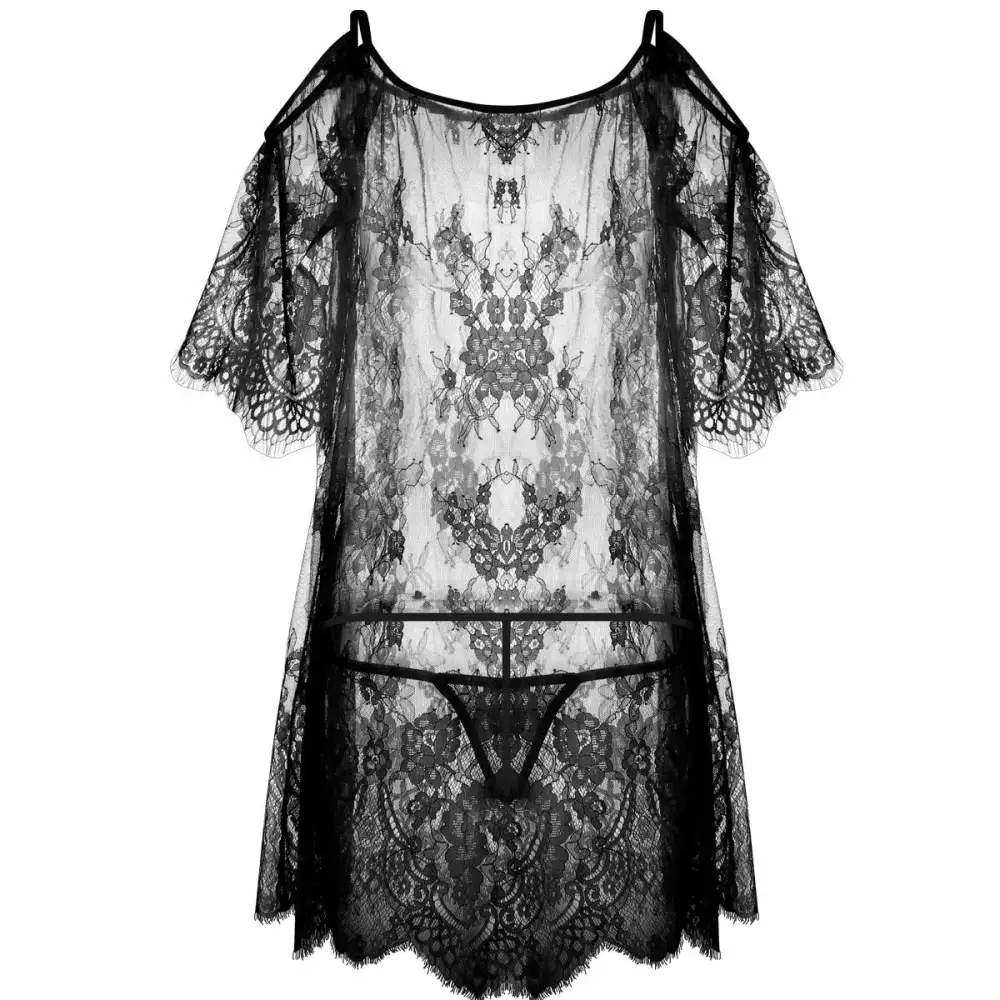 Flutter Sleeve Lace Nightgown Set