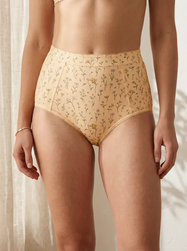 Women's Cottagecore Aesthetic Wildflower Printed High-Waisted Panties