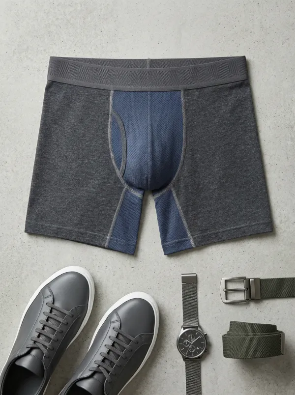 Men's Athletic Performance Two-Tone Mesh Printed Boxer Briefs
