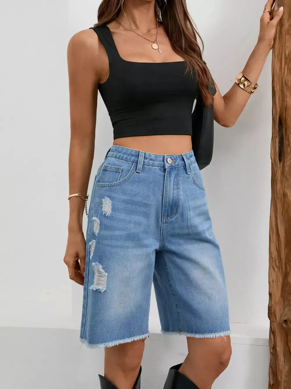 Raw Hem Frayed Hem Frayed Ripped Shorts