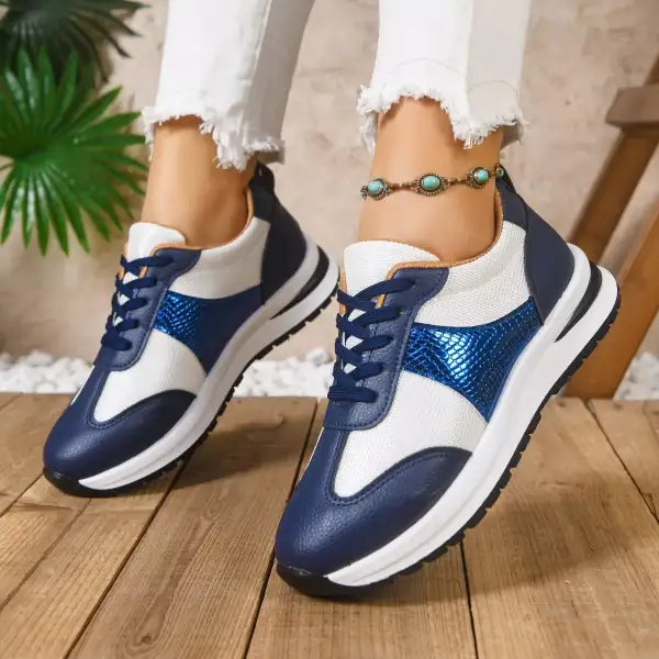 Versatile Round Toe Lace-Up Sneakers