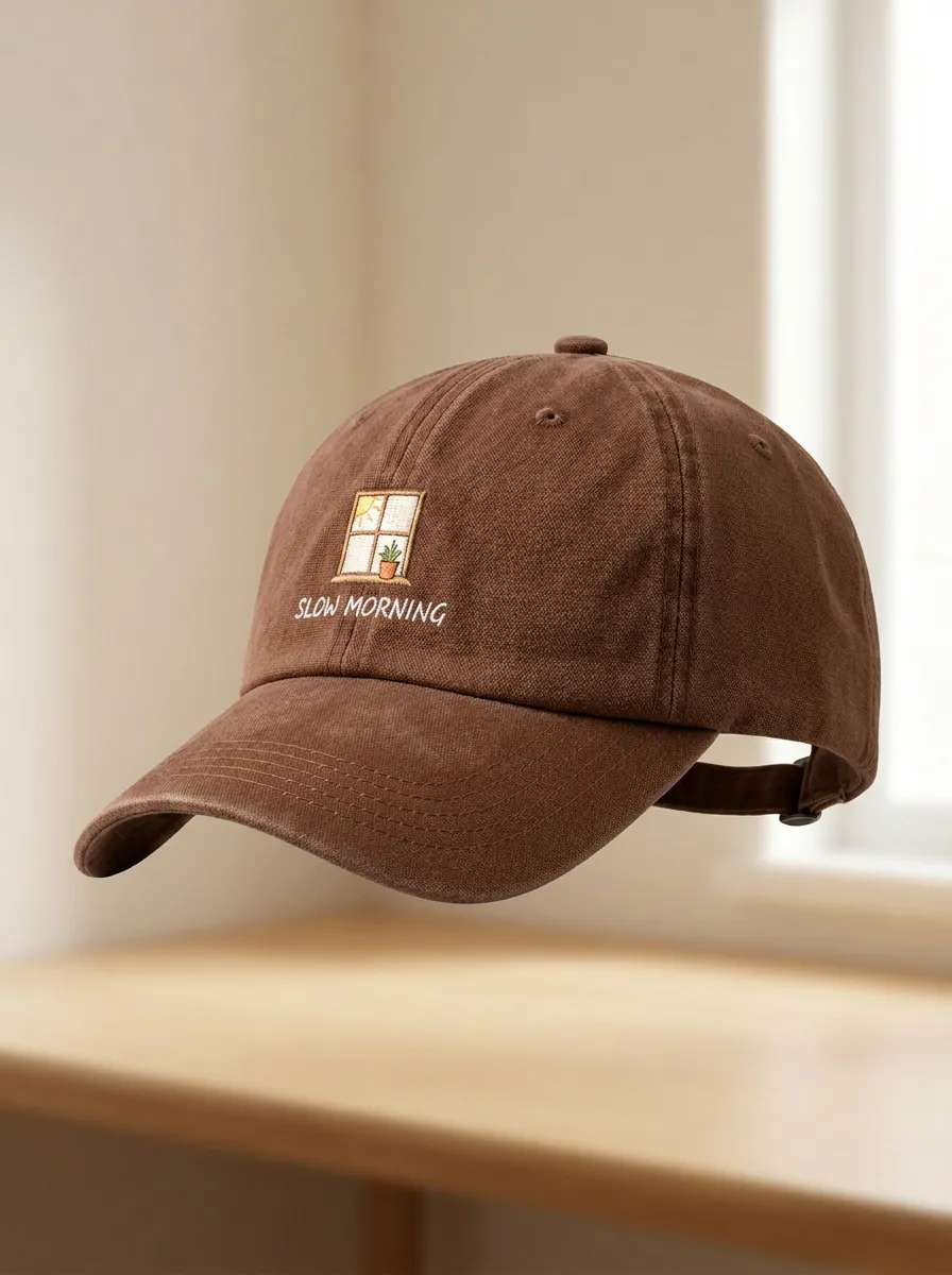 Modern Slow-Morning Window-Motif Embroidered Unisex Baseball Cap