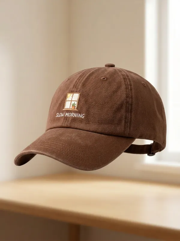 Modern Slow-Morning Window-Motif Embroidered Unisex Baseball Cap