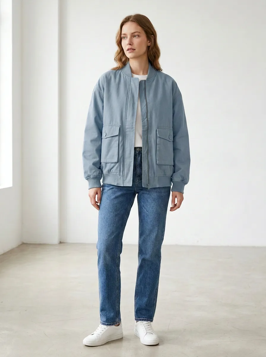 Utility Zip-Front Minimal Women's Casual Jacket