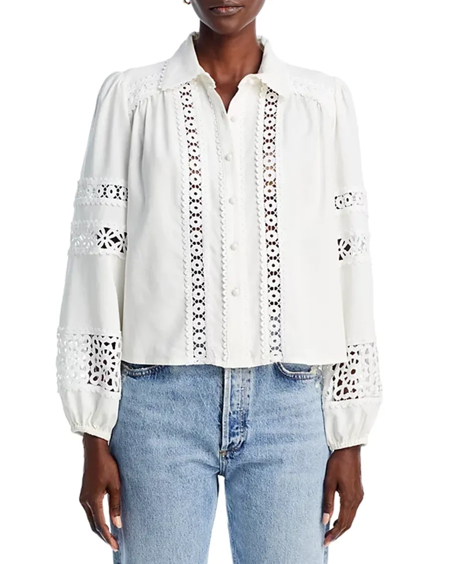 Long Sleeve Lace Button Up Shirt
