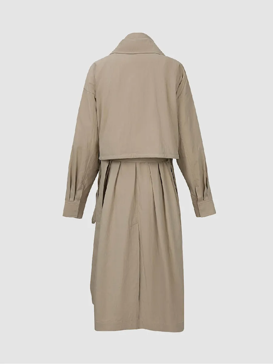 Ladies' Off-The-Shoulder Long High-Neck Casual Trench Coat