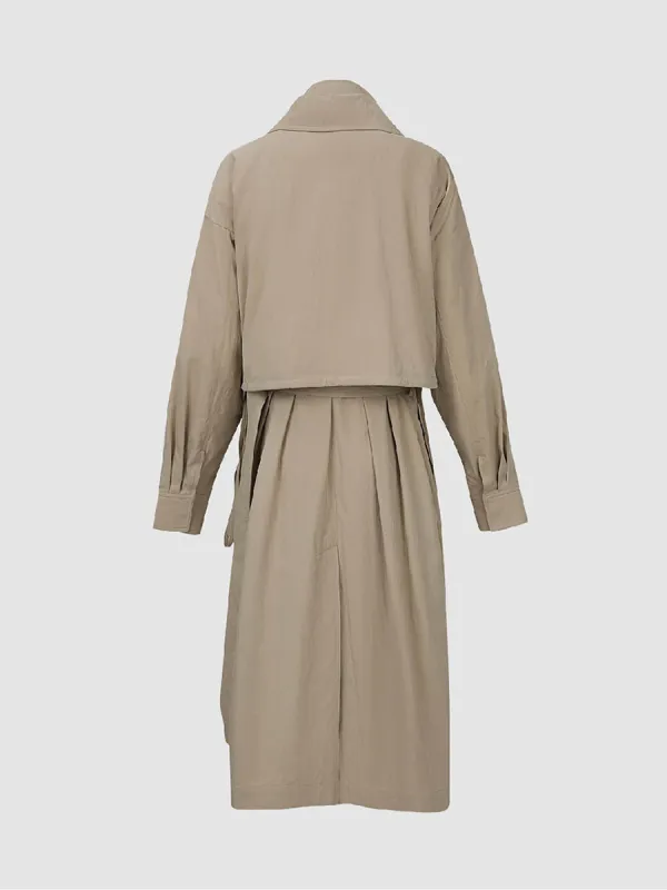 Ladies' Off-The-Shoulder Long High-Neck Casual Trench Coat