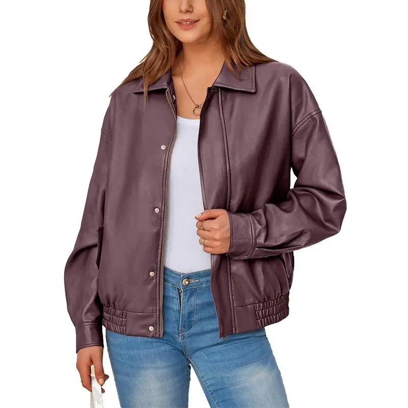 Women'S Faux Leather Motorcycle Jacket