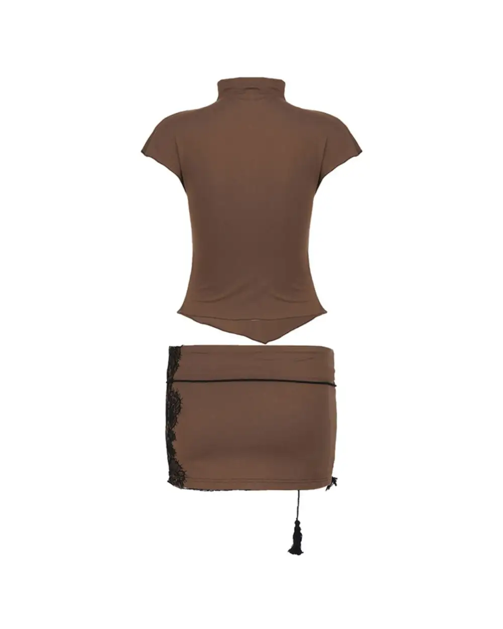 Asymmetric Lace Top and Skirt Coordinated Set