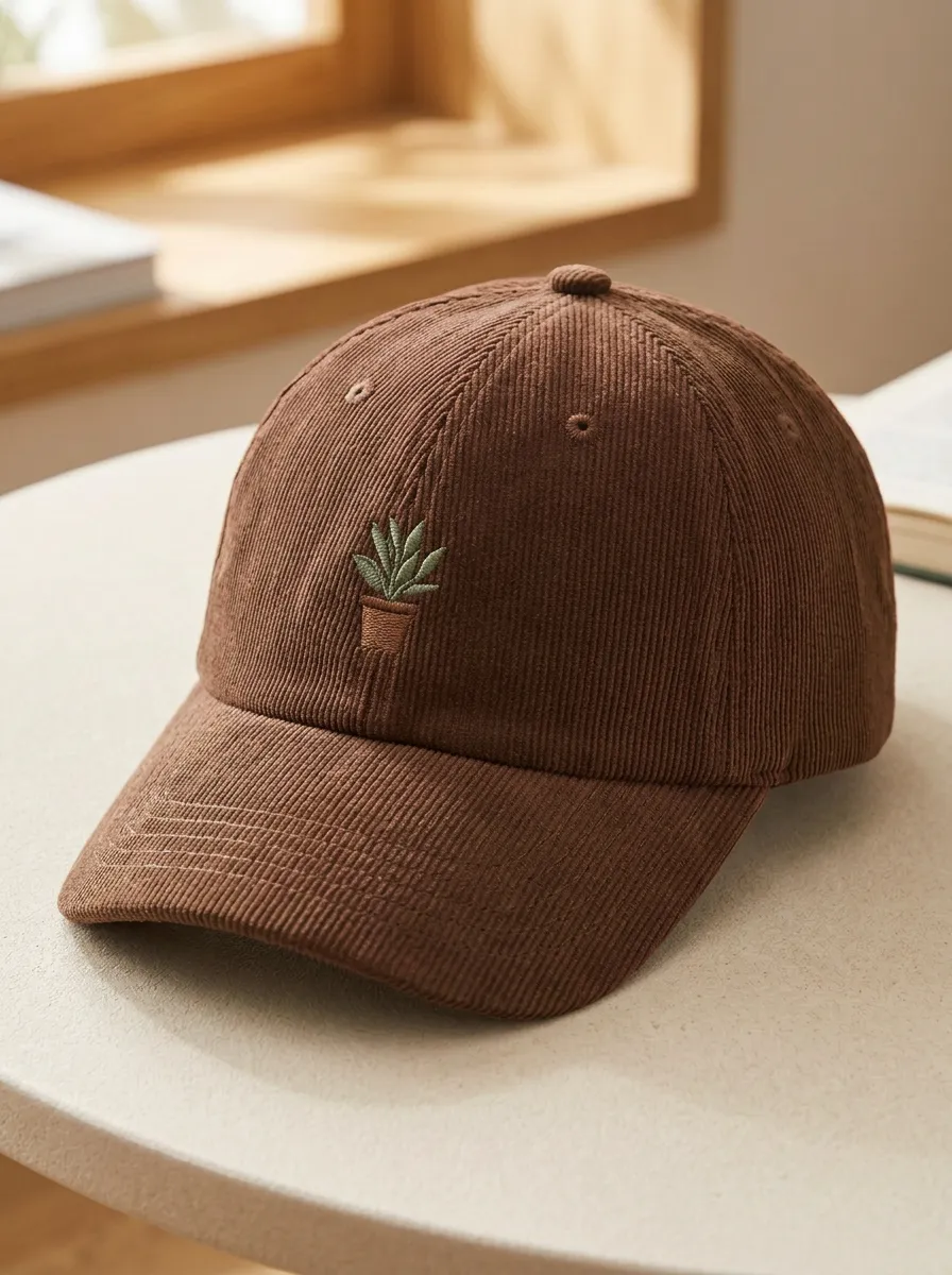 Plant-Lover Succulent Corduroy Embroidered Unisex Baseball Cap