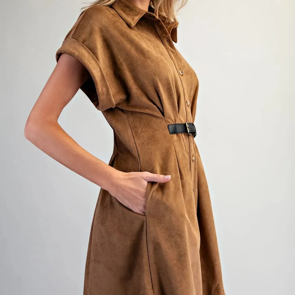 Belted Suede Mini Dress