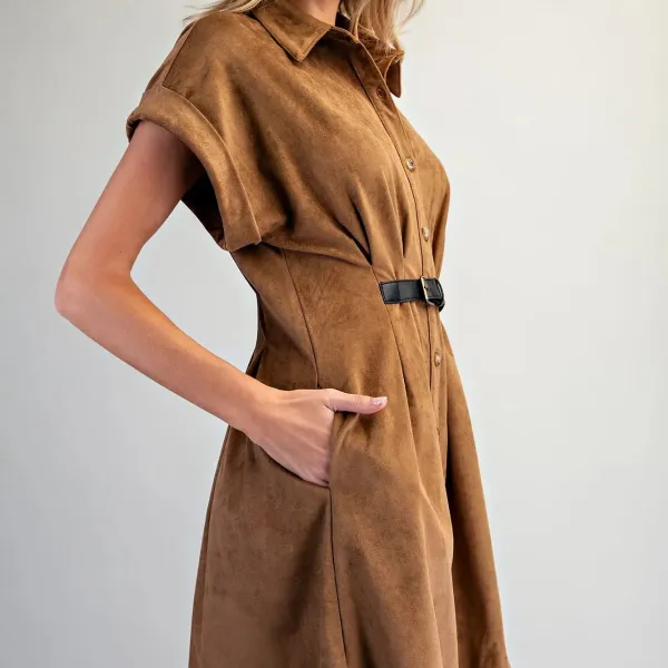 Belted Suede Mini Dress