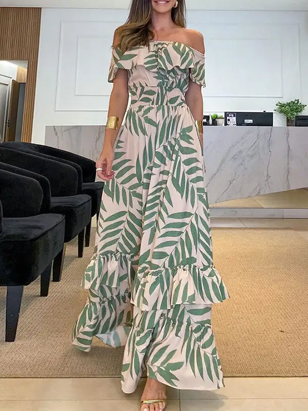 Printed Sleeve Maxi Dress