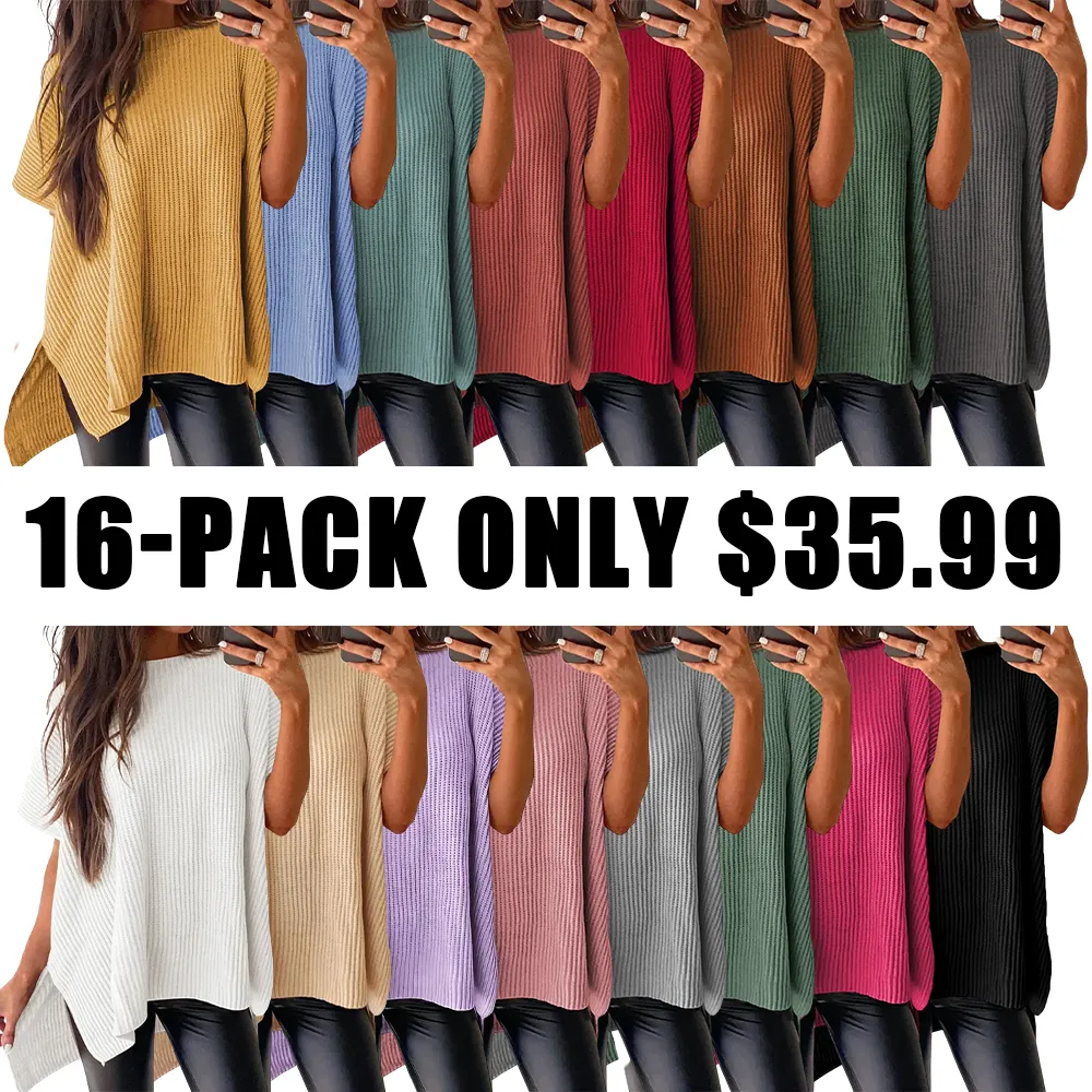 🔥Hot Sale💥 - Women's Round Neck Batwing Short Sleeve Loose Knit Top