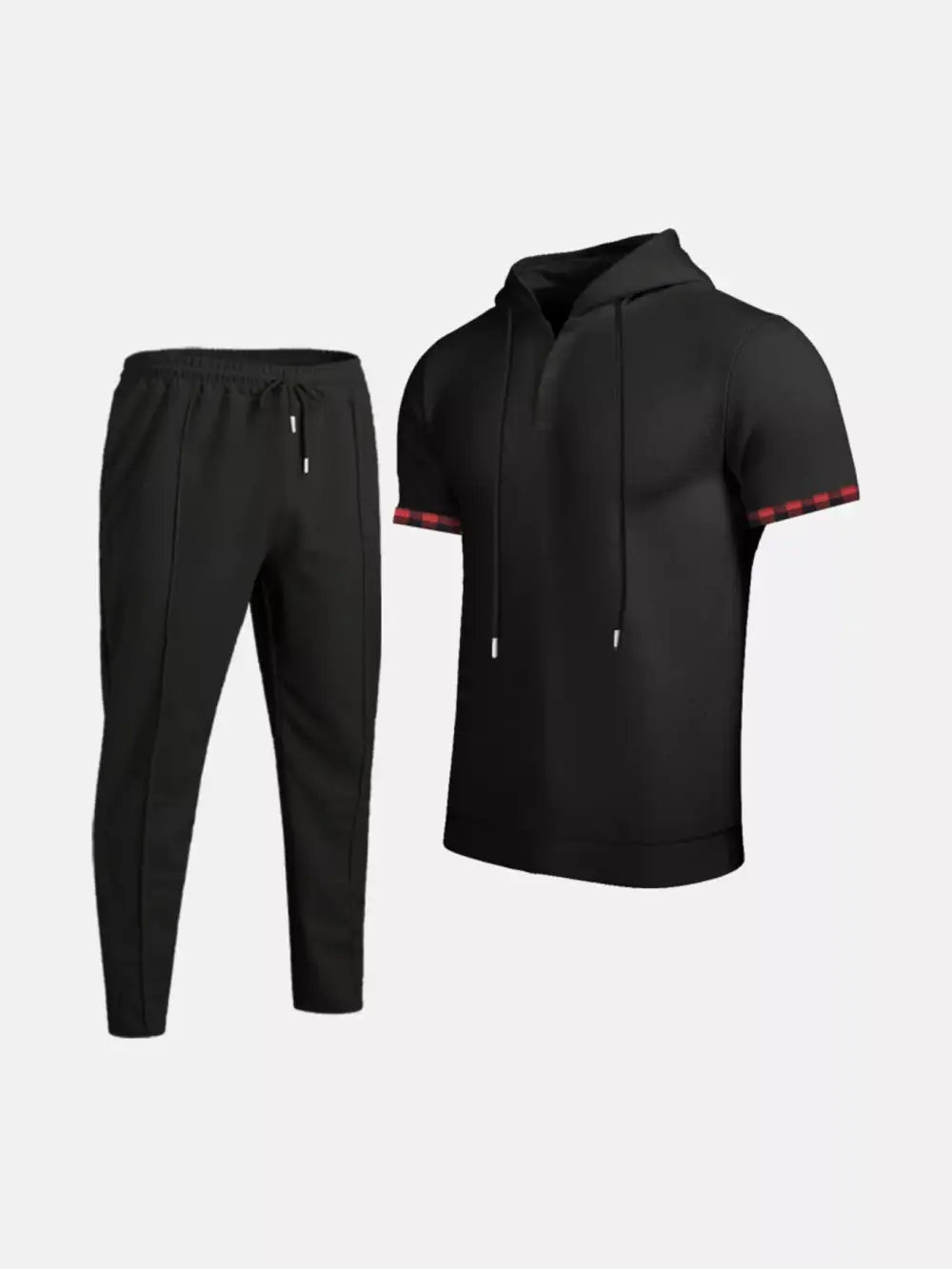 Men's Full Size Casual Short Sleeve Hoodie and