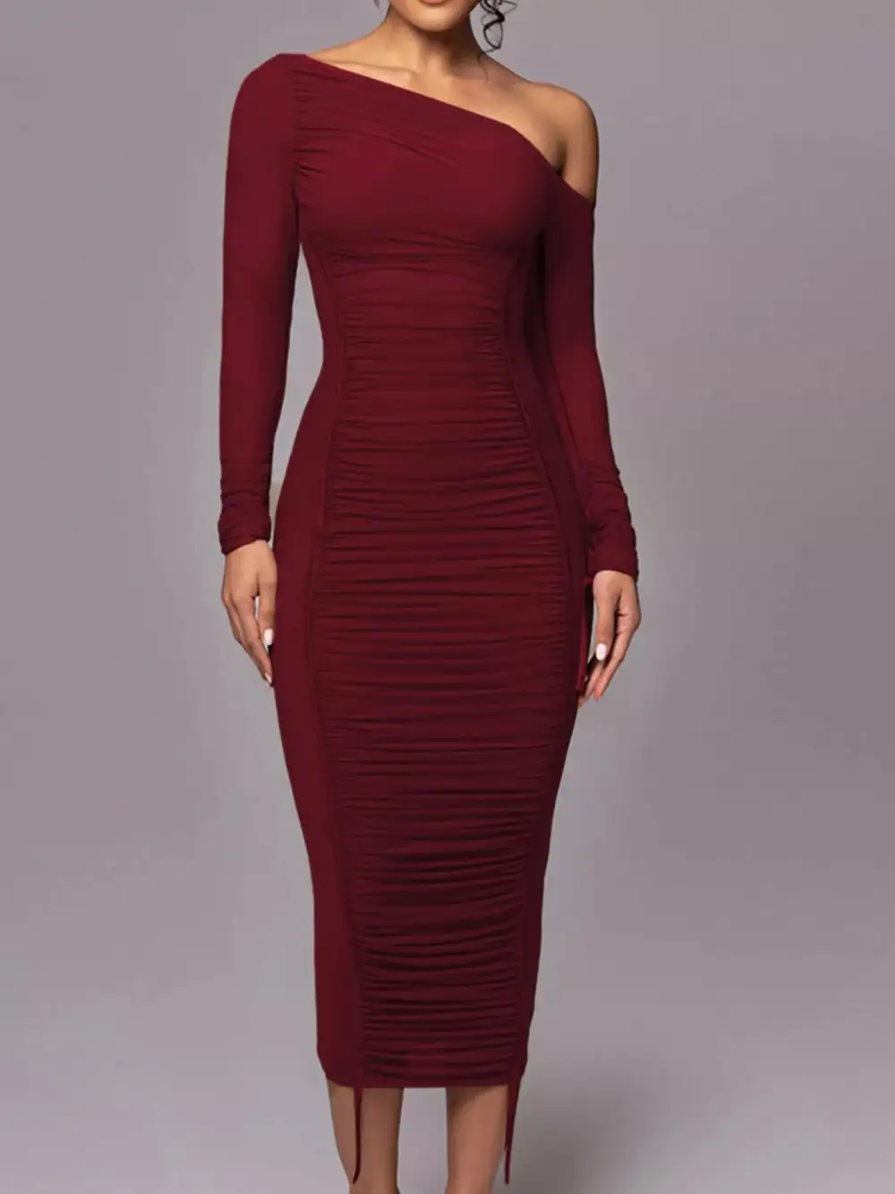 Smooth Finish Ruched Midi Dress